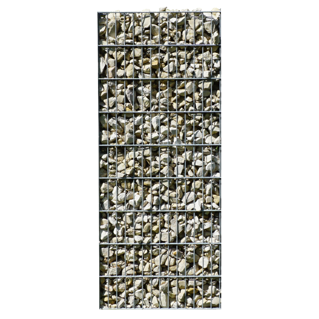 Gabione Silber 800x1800 mm mit Steinfüllung Gelb, Gabionenzaun