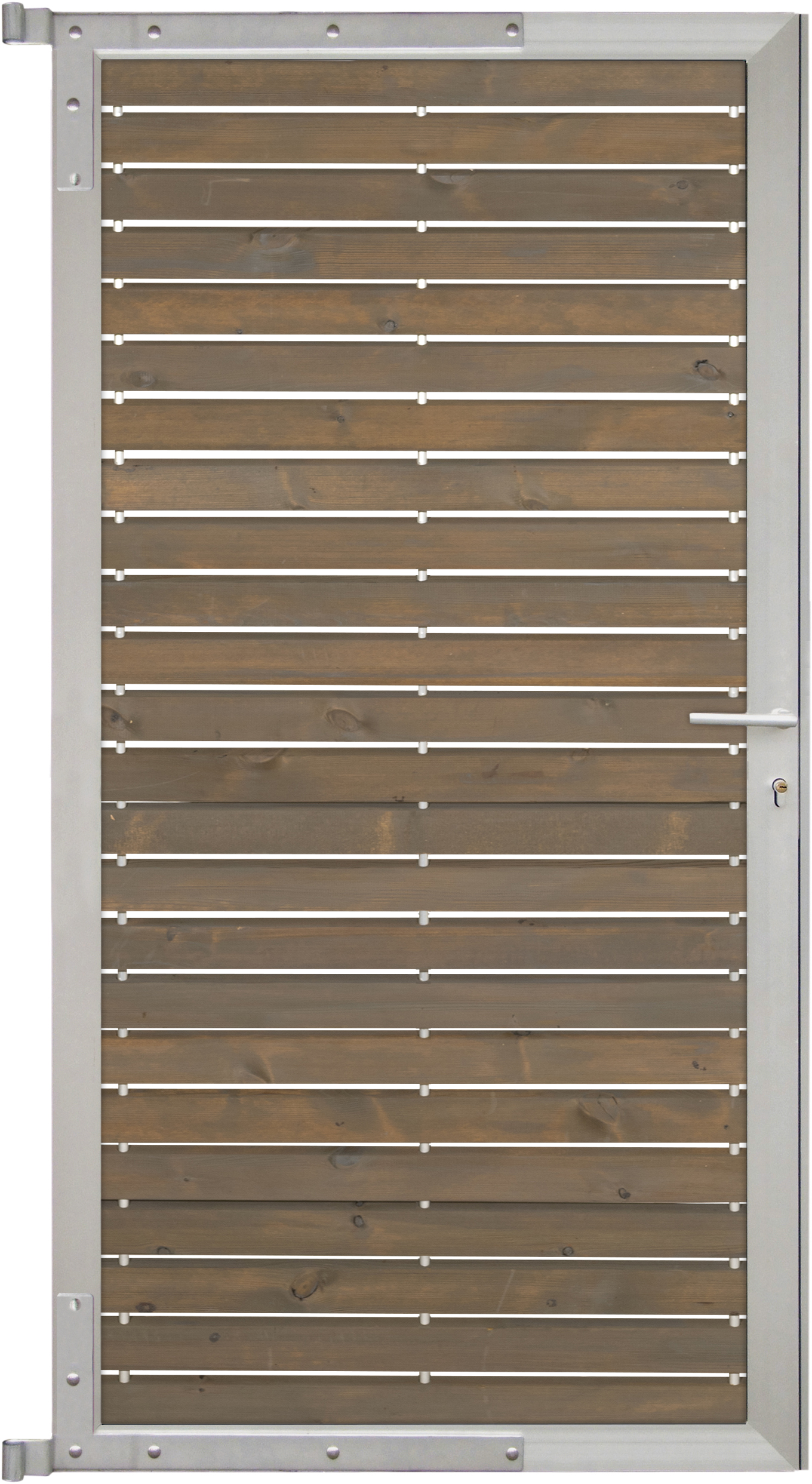 Rhombus-Steckzaun Craftwood Kiefer Grau/silber, Zauntor 90x180 cm, mit Aluminium Rahmen, inkl. Beschlagsatz in silber  
